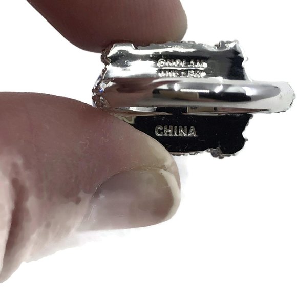 Silver Tone Nolan Miller Clear and Blue Stone Ring - Picture 5 of 10